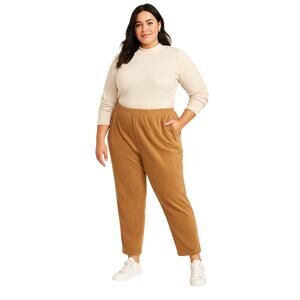 Lands’ End XL (18) Tan/Mustard Stretch Corduroy Pants – Soft Pull-On Style